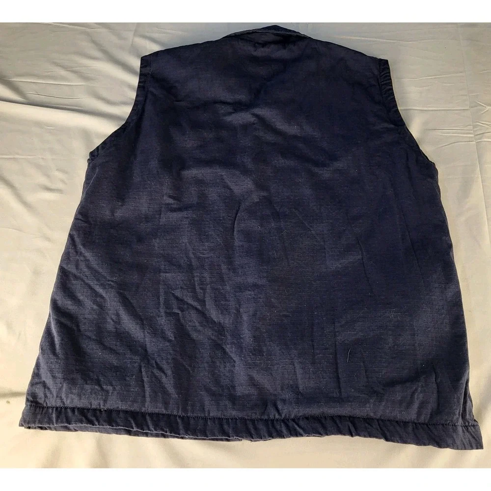 Canyon Guide Outfitters Mens L Blue w/ Plaid Fleece Lined Vest Full Zipper